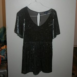 American Eagle green velvet romper